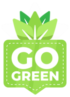 Badge with GO GREEN text and leaf motif to promote environmental awareness and eco-friendly practices png
