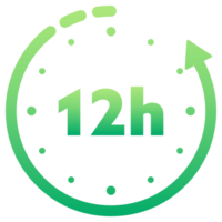 12, 24, 36, 48 and 72 hours clock arrow. Working and Delivery service effect time icons. Order execution. stock illustration png