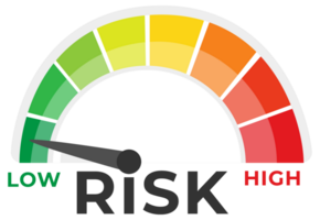 Risk meter Speedometer set. Gauge meter. High risk. Scale, level of performance. illustration png