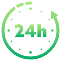 12, 24, 36, 48 and 72 hours clock arrow. Working and Delivery service effect time icons. Order execution. stock illustration png