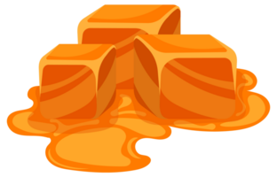 Liquid caramel cascades down a white backdrop, creating a sweet display. Rich toffee flows smoothly, forming a gooey treat png