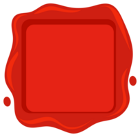 Collection of nine different red wax seal shapes including circle, square, star, heart and shield, isolated on white png