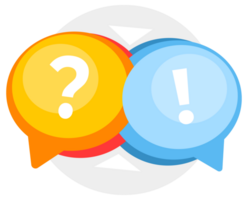 Bright speech bubbles with question and exclamation marks, representing a lively conversation, Q A sessions, and problem-solving dialogues png