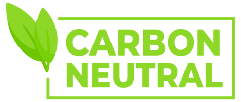 Environmentally conscious labels in green with Carbon Neutral text and a leaf symbol, for products supporting sustainable practices. png