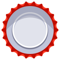 Set of red bottle caps showing different positions, opened and closed, top view and perspective png