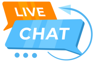 Dynamic illustration of a Live Chat service concept with colorful speech bubbles, ideal for online support and real-time customer communication png
