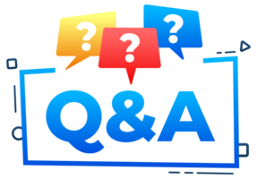 Questions and answers concept with colorful speech bubbles over blue frame png