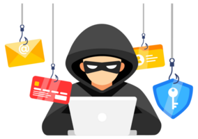 Hacker with a phishing trap, targeting personal login information. Cybersecurity Threat and Identity Theft png