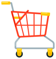Set of empty supermarket carts and baskets for carrying groceries while shopping isolated on white background png