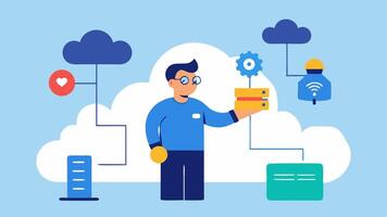 These illustrations collectively depict the diverse roles and responsibilities of a Cloud Infrastructure Engineer in a visually engaging manner without referencing specific brands. vector