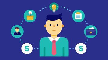 These descriptions can be used to create illustrations that convey the various aspects of a Crowdfunding Campaign Managers role.. vector