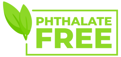 Set of green safety labels featuring Phthalate Free text and a leaf design, for health safe product packaging. png