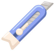 Collection of colorful utility knifes with sharp blades for cutting paper, cardboard and thin plastic materials isolated on white background png