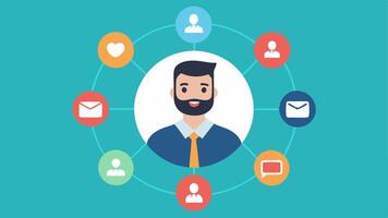 These descriptions can serve as a visual guide for representing the role and responsibilities of an Influencer Marketing Manager.. vector