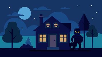 These illustrations can encapsulate the scene of burglary at night without using specific names or locations.. vector