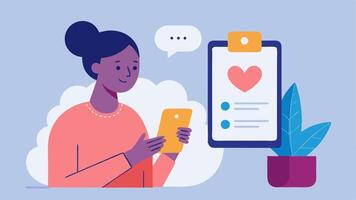SelfCare Reminder An illustration showing a person receiving a selfcare reminder message on their phone from their counselor encapsulating ongoing support.. vector