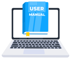 Online user manual displayed on a laptop screen, providing digital guidance and support for users png