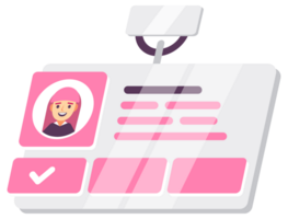 Modern flat design illustration of a personal ID card with a photo and security camera, representing identity verification and surveillance png