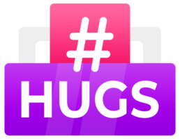 HUGS Hashtag Speech Bubble Icons - A set of playful and vibrant speech bubbles with the HUGS hashtag, perfect for social media and positive messaging graphics png