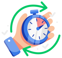 Featuring a stopwatch in hand, encapsulating concepts of time management, deadlines, and efficiency in task completion png