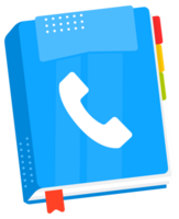 Two phone books are laying open showing phone handset icons representing customer service and client support png