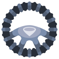 Set of six steering wheels showing different styles and designs for drivers of all types, from racing cars to everyday vehicles. png