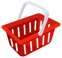 Red shopping baskets displayed from various angles for retail use, ideal for supermarkets or grocery stores. Vibrant color for easy identification and consumer appeal png