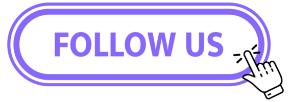 Follow Us Button with pointer clicking. Web button. Finger Pressing. Click to Follow Us Concept. illustration png