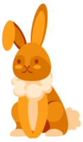 Four cute cartoon rabbits hopping and relaxing png
