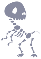 Set of five dinosaur skeletons standing on two legs with bones visible png