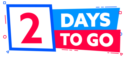 2 Days to go. Countdown timer. Countdown left days banner. Sale or promotion timer, alarm clock png