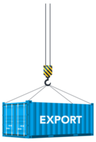 Two cargo containers with import and export. illustration png