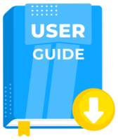 Blue user guide book icons with download symbol, representing accessing information and instructions online png