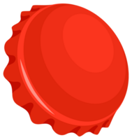 Set of red bottle caps showing different positions, opened and closed, top view and perspective png