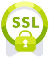 Four green icons are representing ssl security certificates and secured internet connection png
