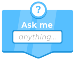 Ask me anything interactive banner design with question mark, a modern for FAQs, support services, and help forums png