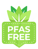 Environmentally safe PFAS free badge with leaf symbol for non-toxic consumer products png