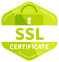 Four green icons are representing ssl security certificates and secured internet connection png