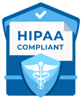 HIPAA compliant badge, symbolizing adherence to health information privacy and security standards in healthcare png