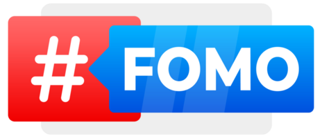 FOMO Hashtag Bubbles in Flat Design - A collection of modern, colorful speech bubbles with the FOMO hashtag, representing the fear of missing out in social media culture png