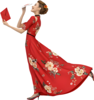 Elegant Girls Highlighting the Beauty of Chinese New Year Traditions. . png