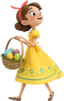 Adorable Easter Girls Adding Decorative Touch to Creative Projects. . png