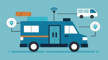 Safety Measures A zoomedin illustration of the security features of the transport vehicle including reinforced locks and surveillance cameras.. vector