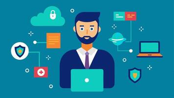 These descriptions can serve as prompts for creating visually engaging illustrations that convey the importance of personal cybersecurity consulting.. vector