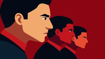 Suspects Emotion A side profile of the suspects face showcasing a mixture of fear and determination as they prepare to respond.. vector