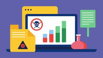 Toxicology Report An open folder displaying a forensic toxicology report with charts and graphs indicating substance levels alongside a laptop.. vector