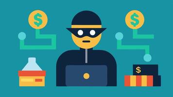 These descriptions serve as concepts for illustrations while portraying the activities of a counterfeit money operation.. vector