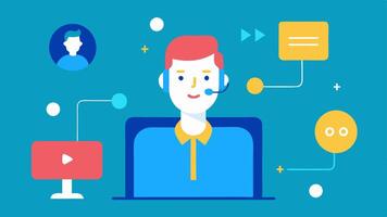 Supplier Communication A professional engaged in a call with a supplier with graphical representational elements highlighting communication flow.. vector