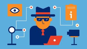 These descriptions can inspire simple clear and effective illustrations that convey the detectives analysis of security footage.. vector