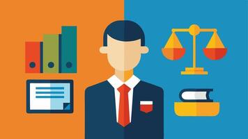 Split Desk Scene A splitscreen illustration showing a defense attorney on one side with documents and legal books and a proseion attorney on the other side with charts and evidence. vector